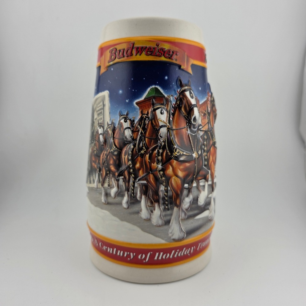 Budweiser Holiday Stein 1999 Clydesdales A Century of Tradition Beer Mug‎